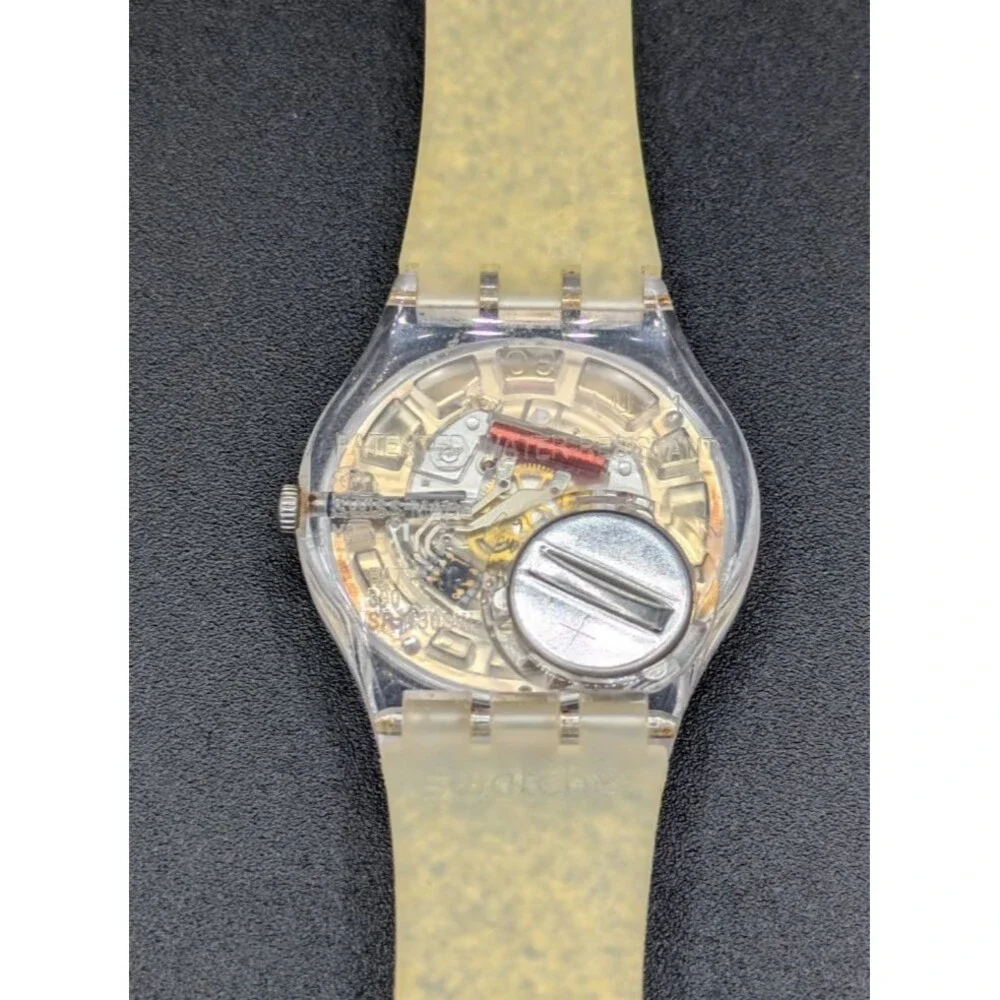 Swatch Gent Sunblush GE242C Gold Glitter Quartz Watch
